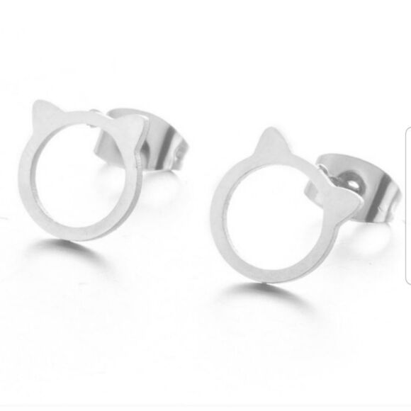 silver plated cat earrings - Picture 2 of 3